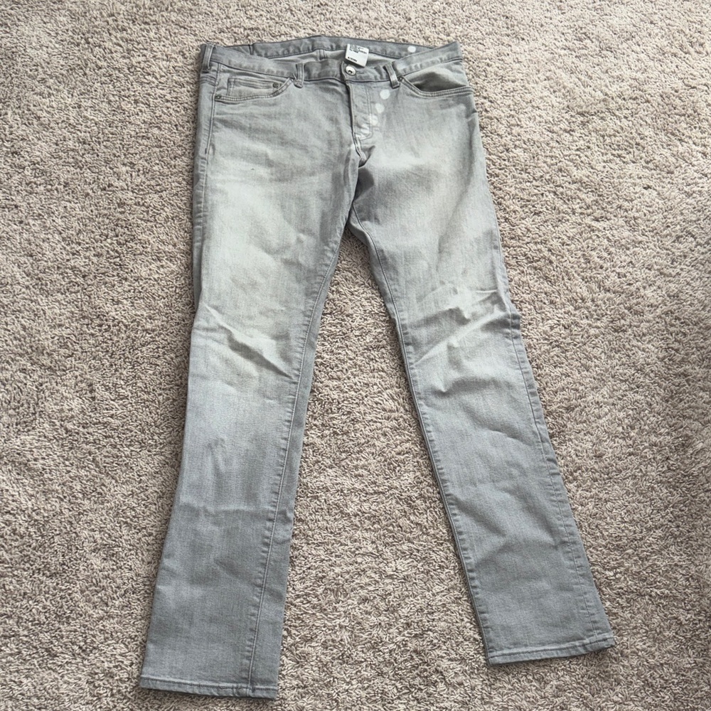 Light Gray Button-Fly Jeans